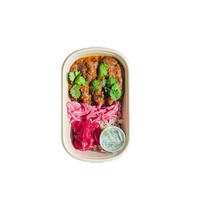 Indian Butter Chicken with Coconut Cilantro and Beetroot Hummus