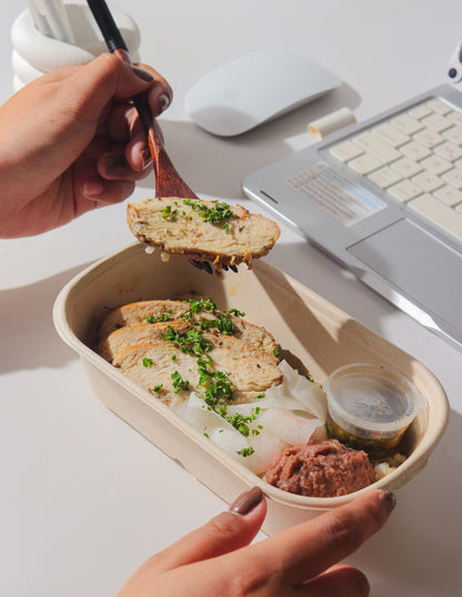 Chicken Tare with Sesame Tare and Herb Hummus