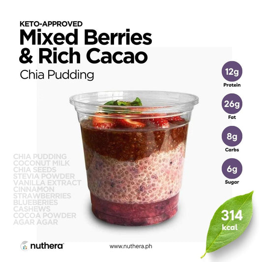 Mixed Berries & Rich Cacao Chia Pudding (Keto-approved) - Nuthera®