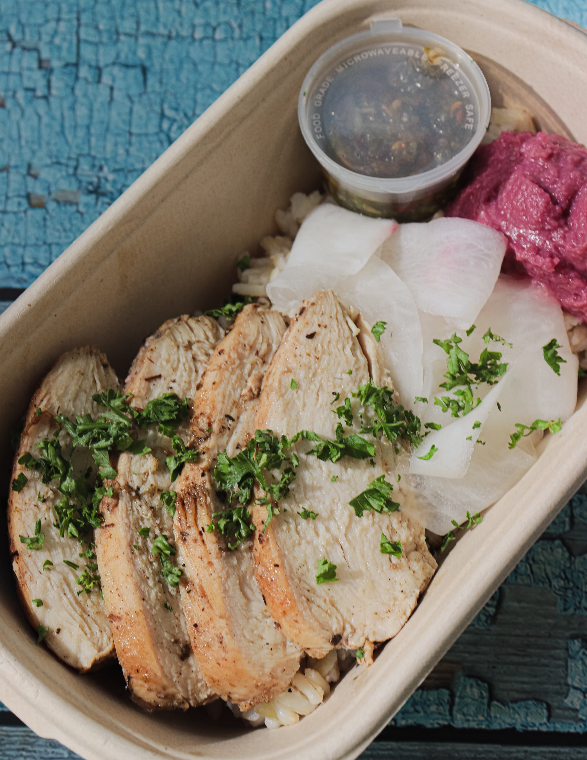 Umami Chicken Tare with Sesame Tare and Herb Hummus - Nuthera®